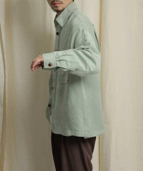 SENSE OF PLACE by URBAN RESEARCH（センスオブプレイスバイアーバンリサーチ）の「エコスエードCPOシャツ（シャツ/ブラウス・メンズ・ミント/モカ/ベージュ/ブルー/ライトベージュ・LARGE/MEDIUM）」の14枚目の写真