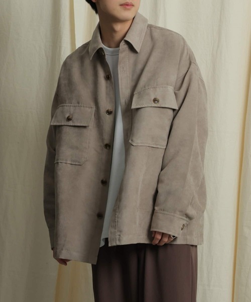 SENSE OF PLACE by URBAN RESEARCH（センスオブプレイスバイアーバンリサーチ）の「エコスエードCPOシャツ（シャツ/ブラウス・メンズ・ミント/モカ/ベージュ/ブルー/ライトベージュ・LARGE/MEDIUM）」の3枚目の写真
