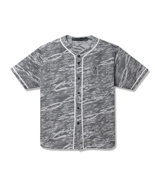 Back Channel（バックチャンネル）の「JACQUARD DENIM BASEBALL SHIRT（シャツ/ブラウス・メンズ・グレー/ブルー・XX-LARGE/X-LARGE/MEDIUM/LARGE）」の2枚目の写真
