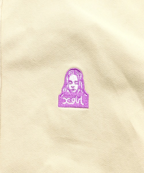 X-girl（エックスガール）の「EMDROIDERY FACE SHIRT（シャツ/ブラウス・レディース・ホワイト/ベージュ/インディゴブルー/ライトインディゴブルー・S/M）」の19枚目の写真