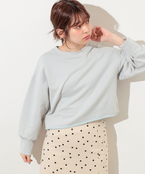 natural couture（ナチュラルクチュール）の「春めき配色裏毛ショートプルオーバー（スウェット・レディース・ミント/サックスブルー/ラベンダー/ピンク・FREE）」の3枚目の写真