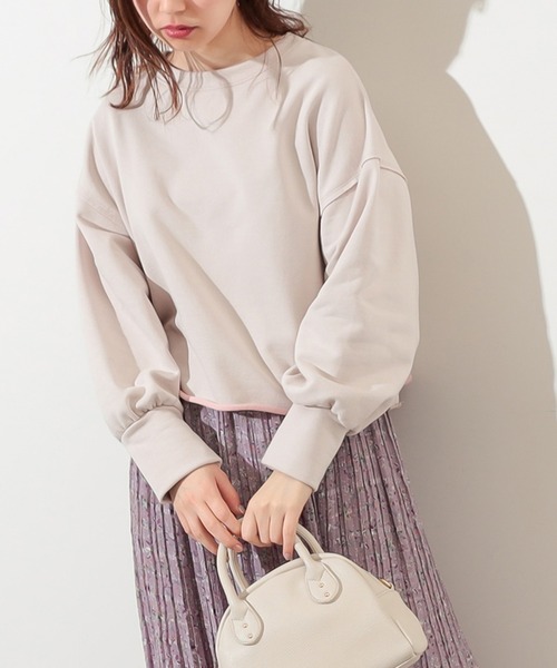 natural couture（ナチュラルクチュール）の「春めき配色裏毛ショートプルオーバー（スウェット・レディース・ミント/サックスブルー/ラベンダー/ピンク・FREE）」の4枚目の写真