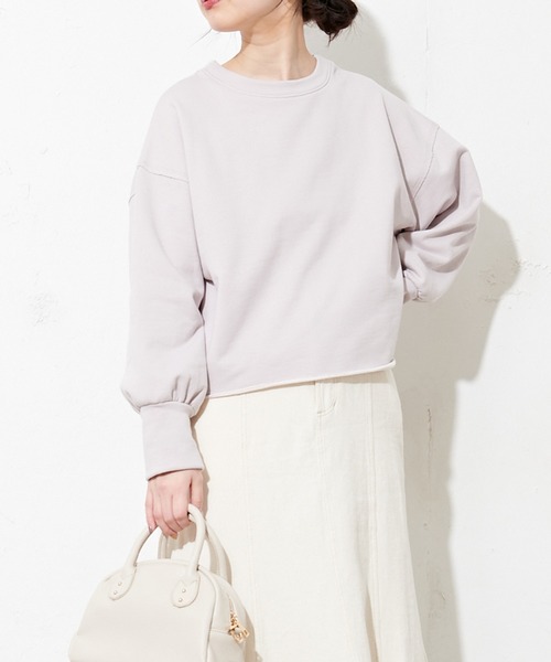 natural couture（ナチュラルクチュール）の「春めき配色裏毛ショートプルオーバー（スウェット・レディース・ミント/サックスブルー/ラベンダー/ピンク・FREE）」の18枚目の写真