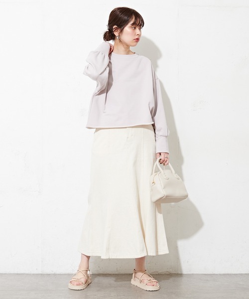 natural couture（ナチュラルクチュール）の「春めき配色裏毛ショートプルオーバー（スウェット・レディース・ミント/サックスブルー/ラベンダー/ピンク・FREE）」の19枚目の写真