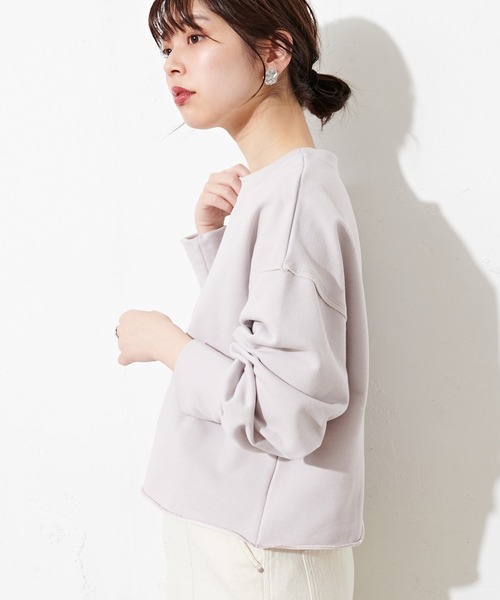 natural couture（ナチュラルクチュール）の「春めき配色裏毛ショートプルオーバー（スウェット・レディース・ミント/サックスブルー/ラベンダー/ピンク・FREE）」の16枚目の写真