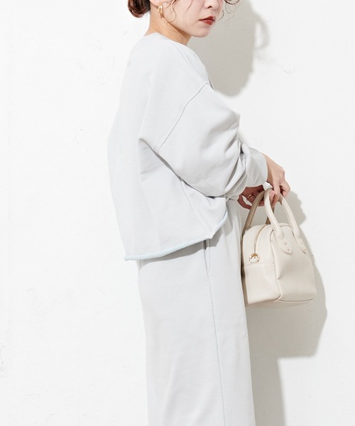 natural couture（ナチュラルクチュール）の「春めき配色裏毛ショートプルオーバー（スウェット・レディース・ミント/サックスブルー/ラベンダー/ピンク・FREE）」の13枚目の写真