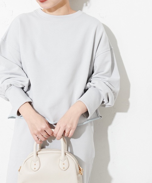 natural couture（ナチュラルクチュール）の「春めき配色裏毛ショートプルオーバー（スウェット・レディース・ミント/サックスブルー/ラベンダー/ピンク・FREE）」の11枚目の写真