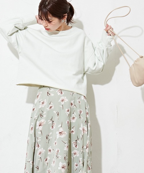 natural couture（ナチュラルクチュール）の「春めき配色裏毛ショートプルオーバー（スウェット・レディース・ミント/サックスブルー/ラベンダー/ピンク・FREE）」の6枚目の写真