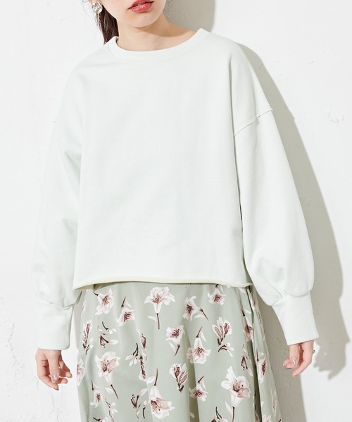 natural couture（ナチュラルクチュール）の「春めき配色裏毛ショートプルオーバー（スウェット・レディース・ミント/サックスブルー/ラベンダー/ピンク・FREE）」の7枚目の写真