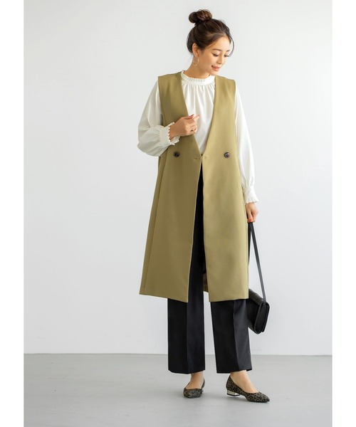 STYLE DELI(スタイルデリ)の「襟元プリーツブラウス(シャツ/ブラウス・レディース・アイボリー/グレー系その他/グレー系その他2/ブラック・M)」の10枚目の写真