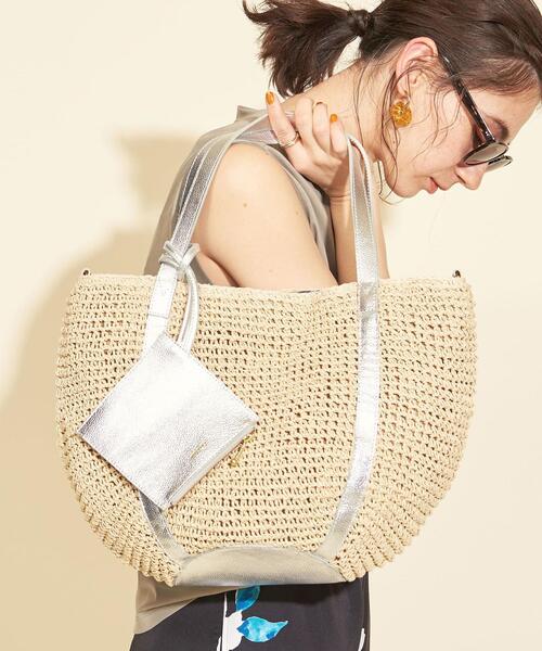 専用　Folna  フォルナ　レザーハンドル　ラフィアペーパートートバッグ Folna｜ラフィア トートバッグ - Folna(フォルナ) | キナリノモール