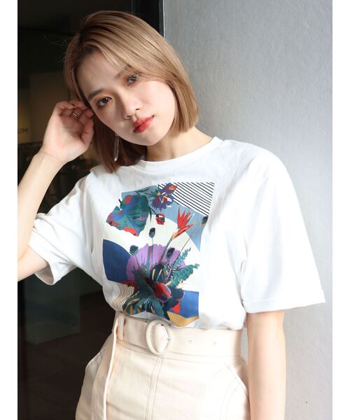 MURUA（ムルーア）の「ペインティングTシャツ（Tシャツ/カットソー・レディース・ホワイト/モカ・FREE）」の2枚目の写真