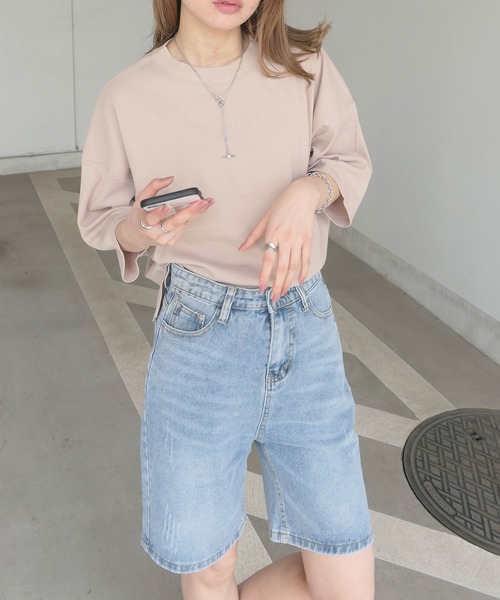 CORNERS（コーナーズ）の「デニムバミューダパンツ（デニムパンツ・レディース・ホワイト/ブラック/ブルー/アイボリー・M）」の8枚目の写真