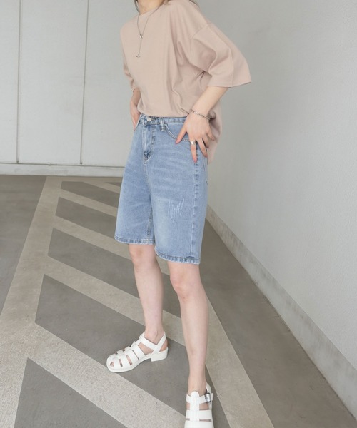 CORNERS（コーナーズ）の「デニムバミューダパンツ（デニムパンツ・レディース・ホワイト/ブラック/ブルー/アイボリー・M）」の9枚目の写真