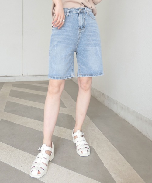 CORNERS（コーナーズ）の「デニムバミューダパンツ（デニムパンツ・レディース・ホワイト/ブラック/ブルー/アイボリー・M）」の10枚目の写真