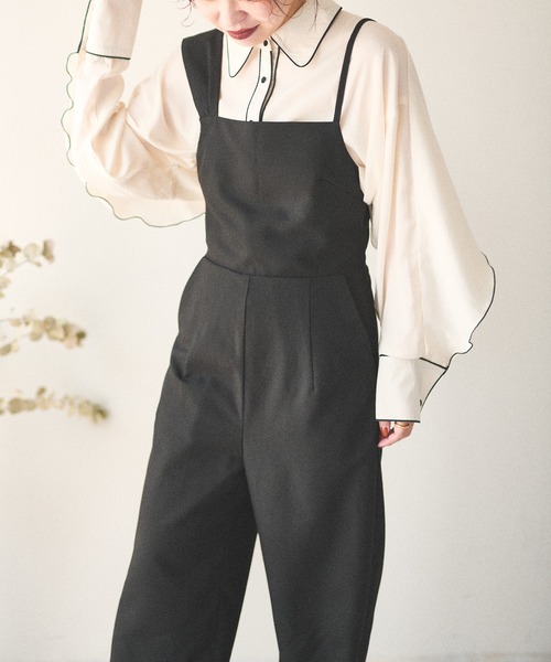 natural couture(ナチュラルクチュール)の「【大人ナチュ】サテンパイピングブラウス(シャツ/ブラウス・レディース・ブラック/ベージュ・FREE)」の9枚目の写真