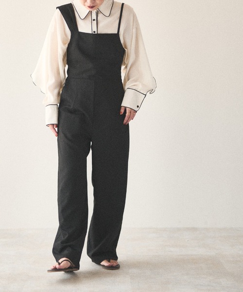 natural couture(ナチュラルクチュール)の「【大人ナチュ】サテンパイピングブラウス(シャツ/ブラウス・レディース・ブラック/ベージュ・FREE)」の10枚目の写真