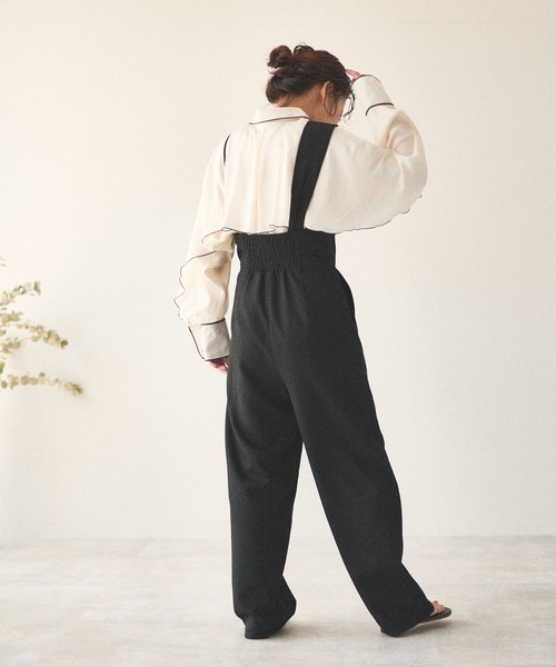 natural couture(ナチュラルクチュール)の「【大人ナチュ】サテンパイピングブラウス(シャツ/ブラウス・レディース・ブラック/ベージュ・FREE)」の11枚目の写真