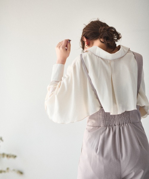 natural couture(ナチュラルクチュール)の「【大人ナチュ】サテンパイピングブラウス(シャツ/ブラウス・レディース・ブラック/ベージュ・FREE)」の14枚目の写真