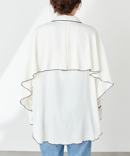 natural couture(ナチュラルクチュール)の「【大人ナチュ】サテンパイピングブラウス(シャツ/ブラウス・レディース・ブラック/ベージュ・FREE)」の19枚目の写真