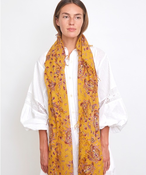 CHAN LUU（チャンルー）の「ペイズリー柄 カシミヤシルク ストール BRH-SC-531（ストール/ショール・レディース・オリーブ/イエロー・フリー）」の4枚目の写真
