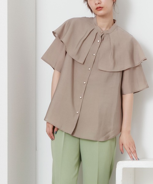 POU DOU DOU（プードゥドゥ）の「シアーケープブラウス（シャツ/ブラウス・レディース・アイボリー/ミント/モカ・3）」の6枚目の写真