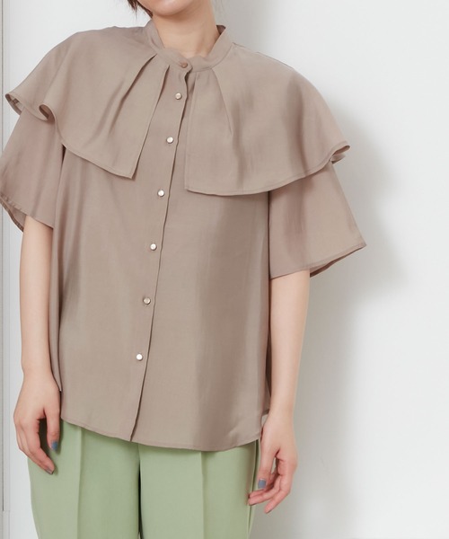 POU DOU DOU（プードゥドゥ）の「シアーケープブラウス（シャツ/ブラウス・レディース・アイボリー/ミント/モカ・3）」の8枚目の写真