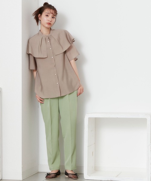 POU DOU DOU（プードゥドゥ）の「シアーケープブラウス（シャツ/ブラウス・レディース・アイボリー/ミント/モカ・3）」の9枚目の写真