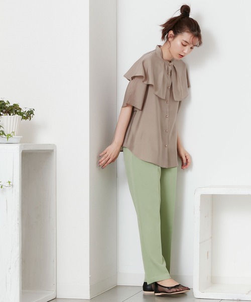 POU DOU DOU（プードゥドゥ）の「シアーケープブラウス（シャツ/ブラウス・レディース・アイボリー/ミント/モカ・3）」の10枚目の写真