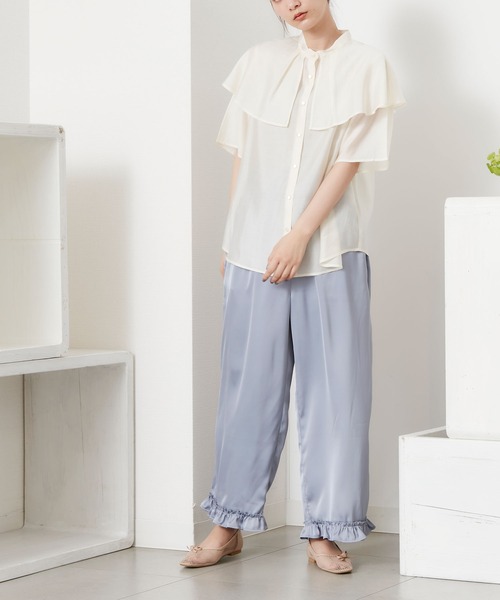 POU DOU DOU（プードゥドゥ）の「シアーケープブラウス（シャツ/ブラウス・レディース・アイボリー/ミント/モカ・3）」の12枚目の写真