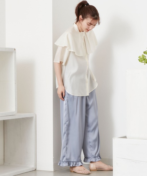 POU DOU DOU（プードゥドゥ）の「シアーケープブラウス（シャツ/ブラウス・レディース・アイボリー/ミント/モカ・3）」の14枚目の写真