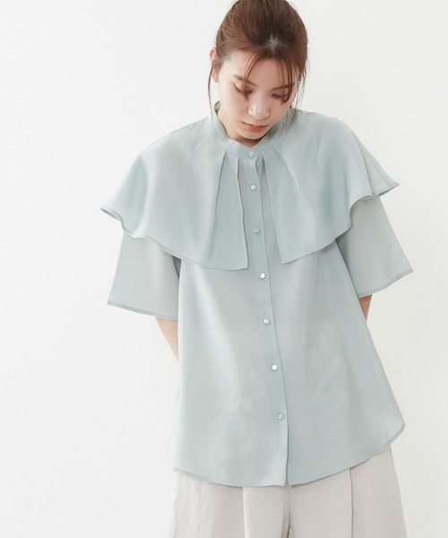 POU DOU DOU（プードゥドゥ）の「シアーケープブラウス（シャツ/ブラウス・レディース・アイボリー/ミント/モカ・3）」の20枚目の写真