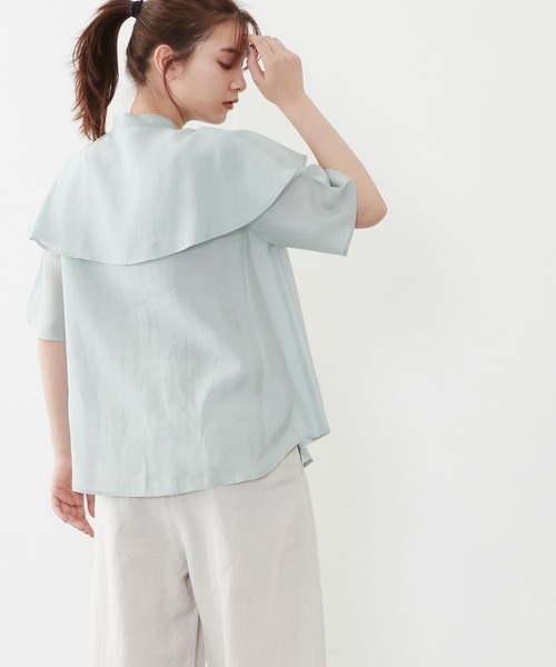 POU DOU DOU（プードゥドゥ）の「シアーケープブラウス（シャツ/ブラウス・レディース・アイボリー/ミント/モカ・3）」の21枚目の写真