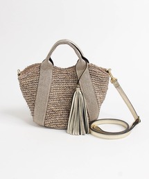 VIOLA'dORO(ヴィオラドーロ）/V-8247フリンジ付きラフィアテープハンドルMINIBAG