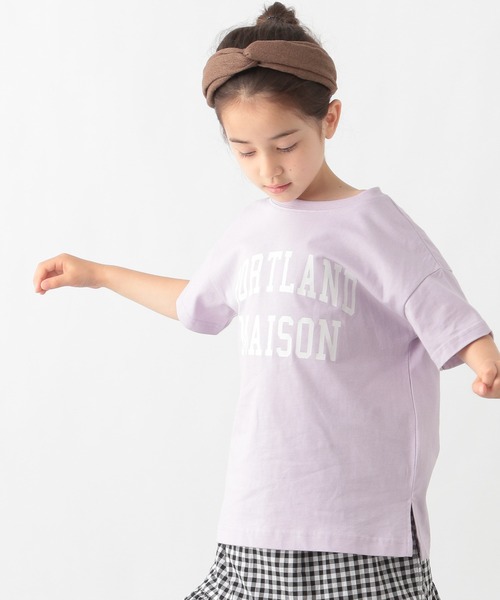 GLOBAL WORK（グローバルワーク）の「【キッズ】シャーベッTEE/ロゴチュニック/947181（Tシャツ/カットソー・キッズ・ホワイト/ダークグレー/ライトパープル/ライトイエロー・110cm/120cm/130cm/140cm/150cm/160cm/100cm）」の4枚目の写真