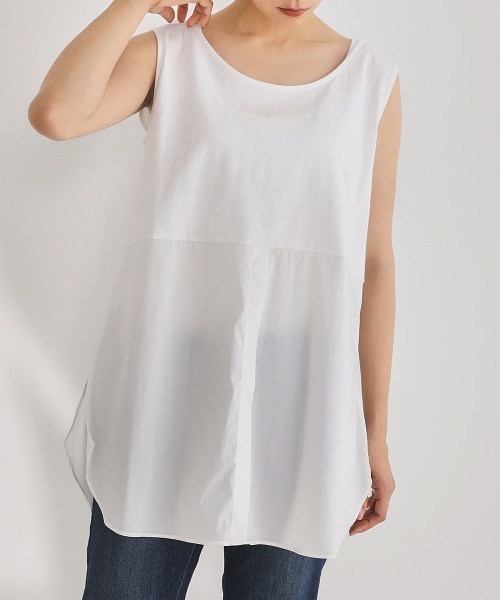 Bou Jeloud（ブージュルード）の「シャツレイヤードインナー（Tシャツ/カットソー・レディース・オフホワイト/A・FREE）」の2枚目の写真