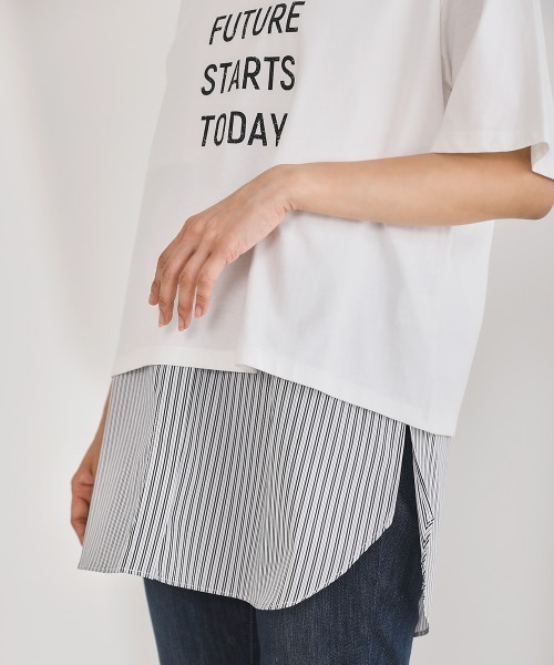 Bou Jeloud（ブージュルード）の「シャツレイヤードインナー（Tシャツ/カットソー・レディース・オフホワイト/A・FREE）」の3枚目の写真