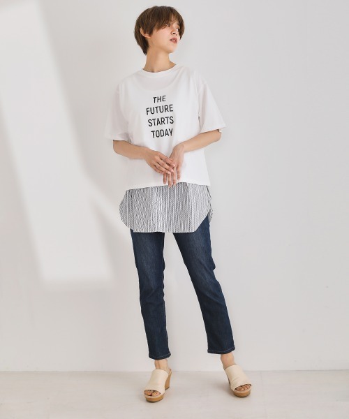 Bou Jeloud（ブージュルード）の「シャツレイヤードインナー（Tシャツ/カットソー・レディース・オフホワイト/A・FREE）」の4枚目の写真