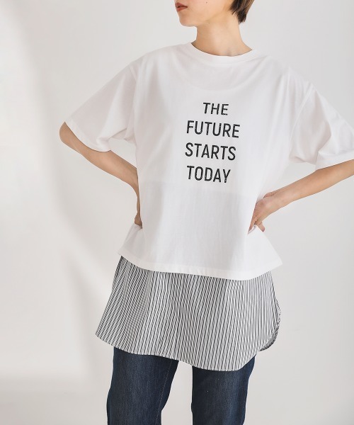 Bou Jeloud（ブージュルード）の「シャツレイヤードインナー（Tシャツ/カットソー・レディース・オフホワイト/A・FREE）」の5枚目の写真