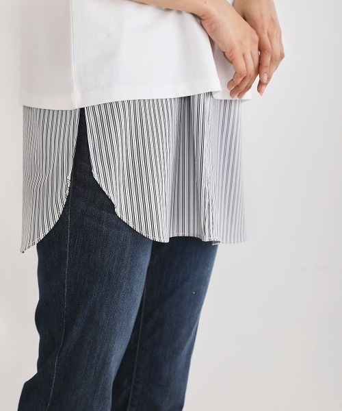 Bou Jeloud（ブージュルード）の「シャツレイヤードインナー（Tシャツ/カットソー・レディース・オフホワイト/A・FREE）」の6枚目の写真