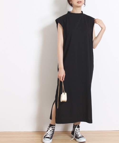 ワンピース 洗える プチハイネック ノースリーブカットワンピース ワンピース Incede インシード のファッション