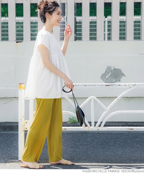 coca（coca）（コカ）の「夏でも快適！とろみセミワイドレギパン（その他パンツ・レディース・ブラック/カーキ/マスタード/ホワイト系その他・ONE SIZE）」の15枚目の写真