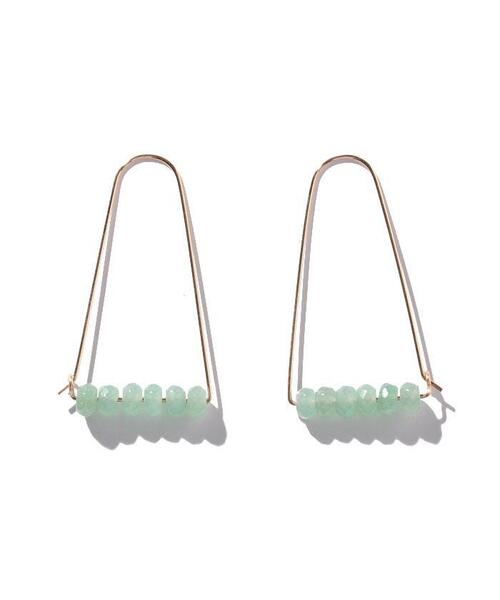 en recre（アンレクレ）の「ワイヤーピアス【Hooks & Luxe】（ピアス（両耳用）・レディース・グリーン/オフホワイト・FREE）」の2枚目の写真