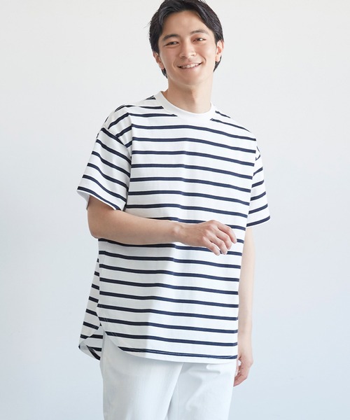 メンズ ハリ感ボーダーテールカットtシャツ Tシャツ カットソー Coca Coca コカ のファッション通販 Zozotown