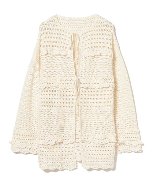 BEAMS BOY(ビームスボーイ)の「BEAMS BOY / フリル ニット カーディガン(カーディガン/ボレロ・レディース・イエロー/ホワイト系その他7・ONE SIZE)」の14枚目の写真