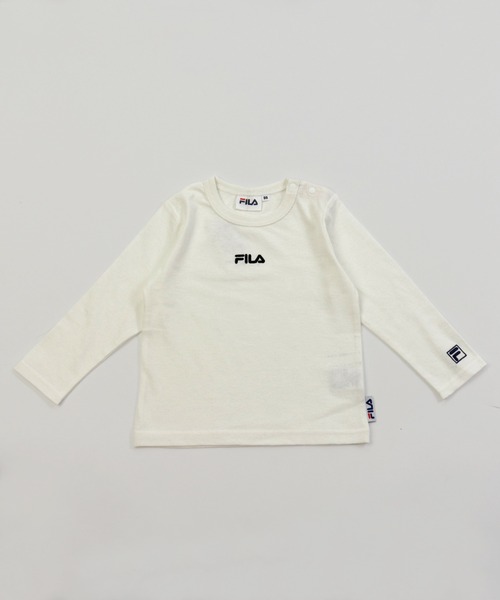 FILA（フィラ）の「FILA/フィラ バリエーション長袖Tシャツ（Tシャツ/カットソー・キッズ・ブラック/ベージュ/ネイビー/オフホワイト/ミント/ホワイト系その他/ブラック系その他/ベージュ系その他/ブルー系その他/ピンク系その他/スモークピンク/ホワイト系その他2/ホワイト系その他3/ブラック系その他2/ブラック系その他3/ベージュ系その他2・80ｃｍ/90cm/110cm/100cm/120cm/130cm）」の3枚目の写真