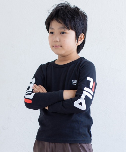 FILA（フィラ）の「FILA/フィラ バリエーション長袖Tシャツ（Tシャツ/カットソー・キッズ・ブラック/ベージュ/ネイビー/オフホワイト/ミント/ホワイト系その他/ブラック系その他/ベージュ系その他/ブルー系その他/ピンク系その他/スモークピンク/ホワイト系その他2/ホワイト系その他3/ブラック系その他2/ブラック系その他3/ベージュ系その他2・80ｃｍ/90cm/110cm/100cm/120cm/130cm）」の9枚目の写真