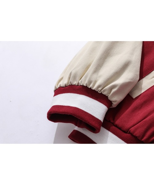 HOOK（フック）の「【HOOK】【新作】 アメカジ袖配色切り替えドッキングブルゾン ワッペン刺繍入り（スタジャン・メンズ・ブラック/レッド/グリーン・M/L/XL）」の17枚目の写真