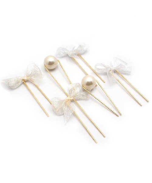 Zoule(ゾーラ)の「Zoule ゾーラ: mini fluffy ribbon ミニ ふわふわリボン Uピンセット(ヘアピン・レディース・ホワイト/ピンク/ゴールド/ブルー・FREE)」の2枚目の写真