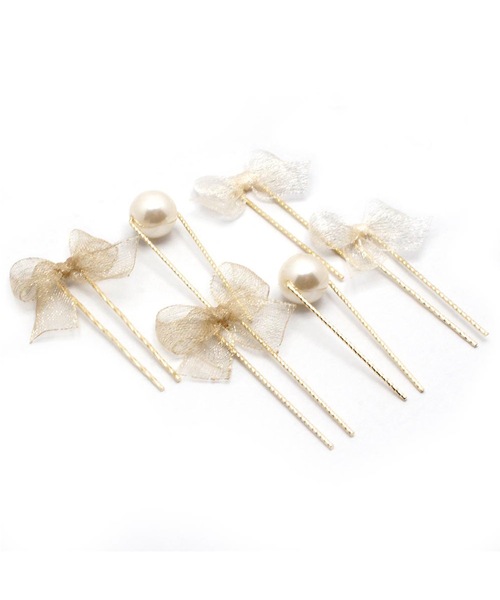 Zoule(ゾーラ)の「Zoule ゾーラ: mini fluffy ribbon ミニ ふわふわリボン Uピンセット(ヘアピン・レディース・ホワイト/ピンク/ゴールド/ブルー・FREE)」の4枚目の写真